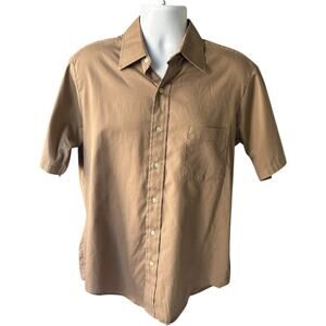 Arrow 16 Vintage Short Sleeve Shirt Tan Cotton Gentleman's Fit 80s Retro